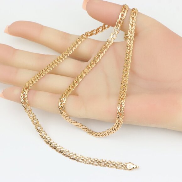 "Elegant Rose Gold Flat Link Necklace, Statement Jewelry, XPNL0265 - Picture 2 of 12